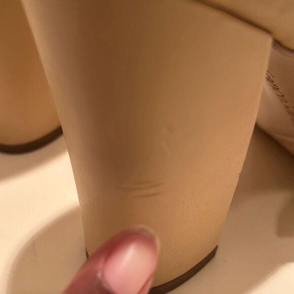 Franco Sarto Womens 10 Dima Block Heel Leather Sandals Beige Tan Ankle Strap New - Picture 5 of 16